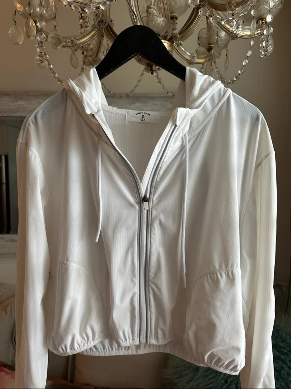Lightweight White Hooded Windbreaker Jacket - Picture 4 of 12